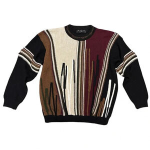 Vintage 90s Protege' Collection 3D Textured Coogi Style Chunky Grandpa Sweater
